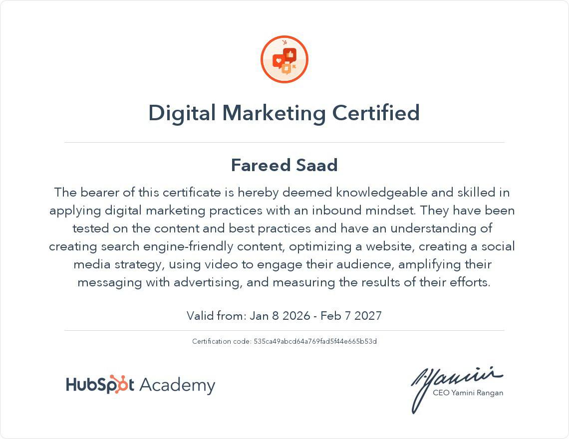 Digital Marketing Certified — HubSpot Academy